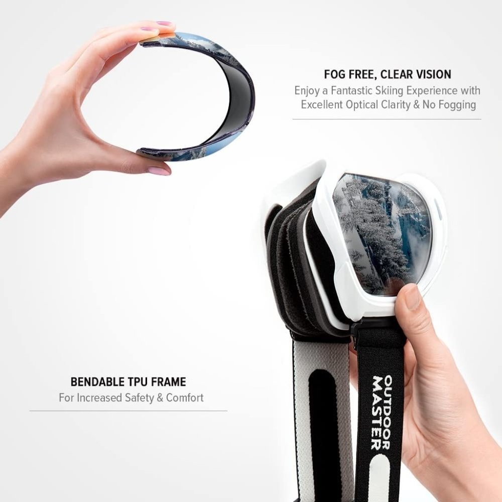 Snowboard Ski Goggles Over Glasses Men, Women & Youth 100% UV Protection & Pouch - Picture 5 of 8